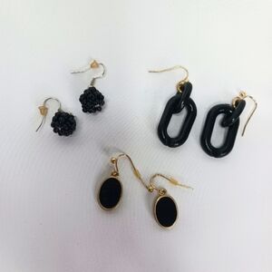 Black & Gold Set of 3 Earrings.